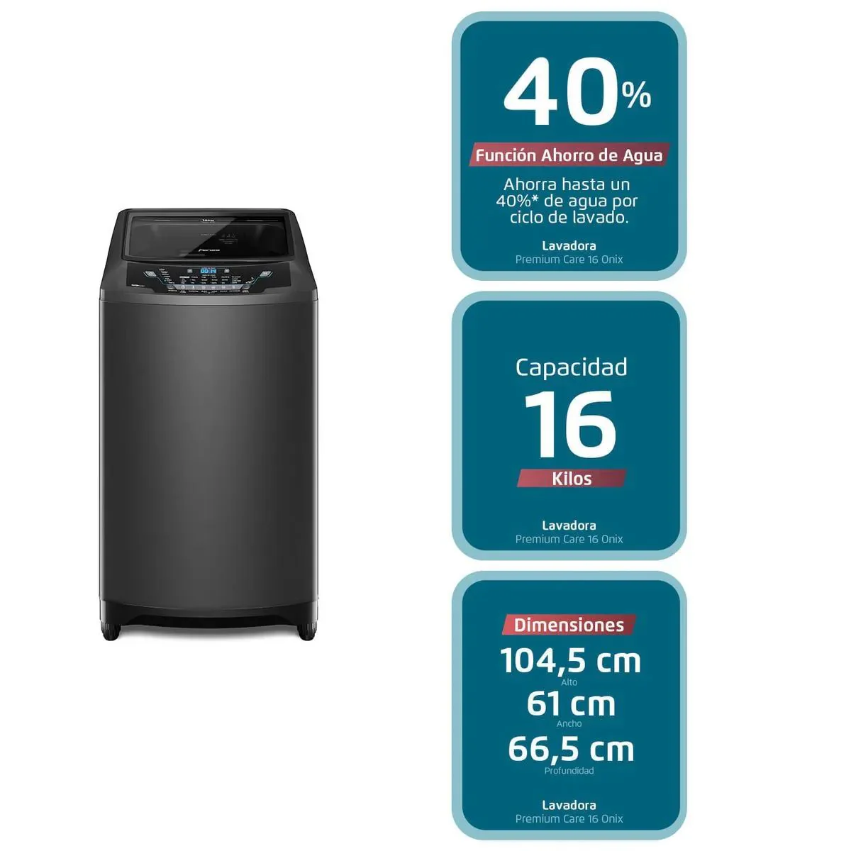 Lavadora Automática Premium Care 16 Onix 16 kg Fensa - Imagen 3