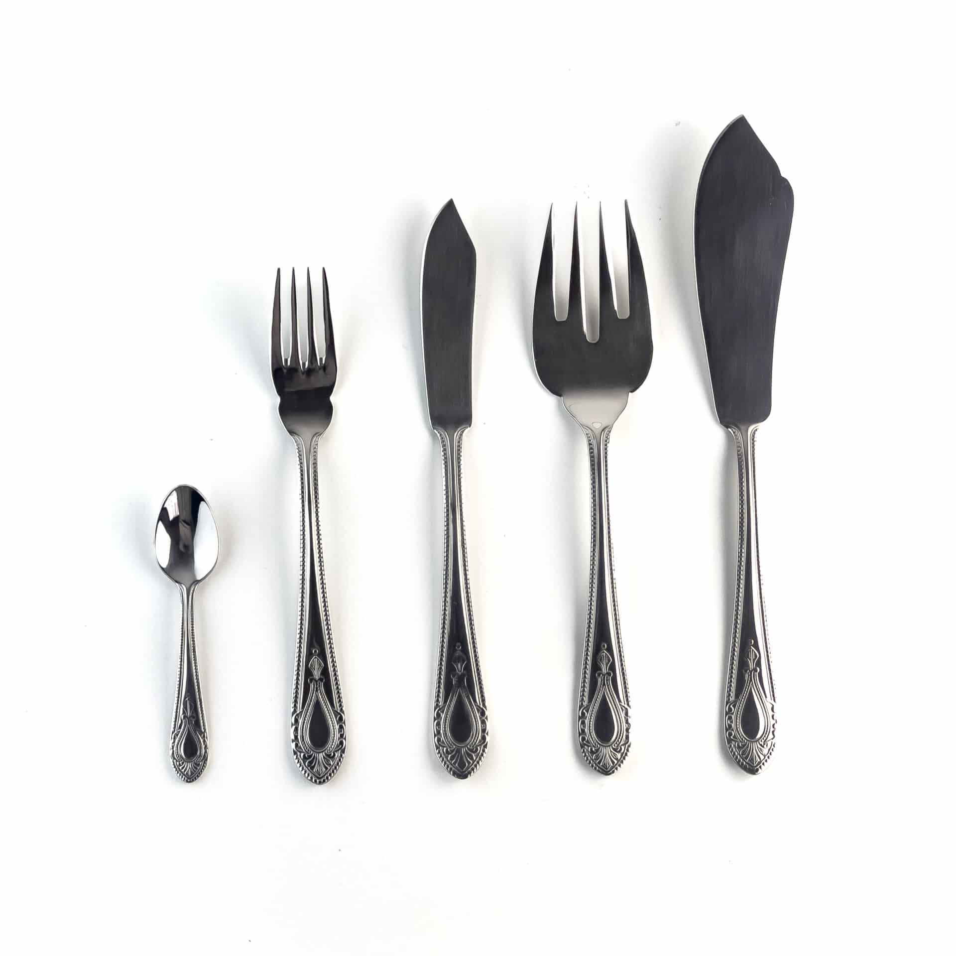 Cuberteria de pescado acero inoxidable (20 piezas) Koln 1285, 6 tenedores, 6 cuchillos fileteadores, 6 cucharas de postre, 1 pala, 1 tenedor de servir - Imagen 8