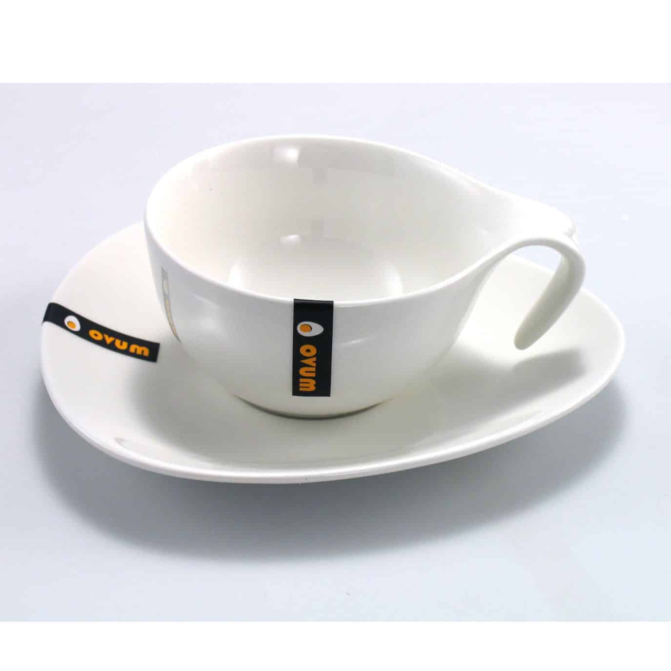 Ovum taza Cafe o TE con Plato -Porcelana blanca premium - Imagen 6