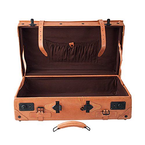 Juego de maletas de cuero vintage (2 piezas) Savanna, 1 maleta grande (55 l), 1 maleta mediana (42 l), color camel - Imagen 4