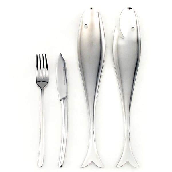 Juego de cubiertos de pescado en acero inoxidable (14 piezas) Trento, 2 palas de servir pescado, 6 tenedores de oescado, 6 cuchillos de pescado - Imagen 2