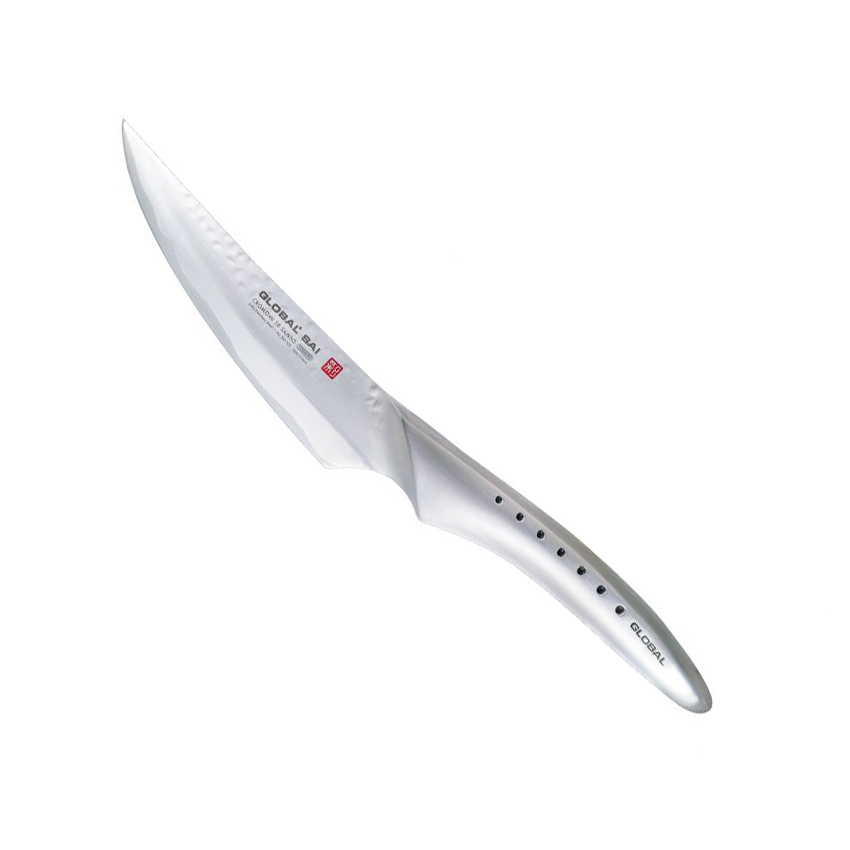 Cuchillo Global SAI-T03 – Cuchillo Chuletero, Hammer Finish, 11,5 cm