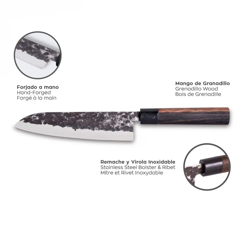 Cuchillo Santoku 7″ – 3 Claveles Osaka - Imagen 3