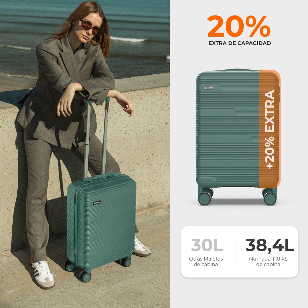 Maleta 13 Kg de cabina 55x40x20 cm Numada Upfly T10 20” (XS) Verde Oscuro - Imagen 4