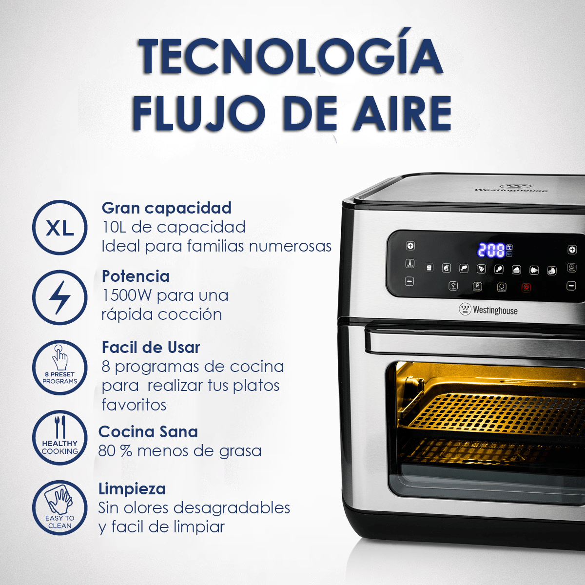 Horno Freidora Por Aire Westinghouse WKAFDT10 - Imagen 2
