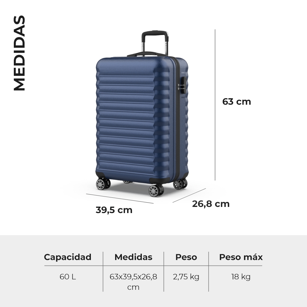 Maleta 18Kg mediana 63×39,5×26,8cm Numada Upfly 24” (M) Azul marino - Imagen 8
